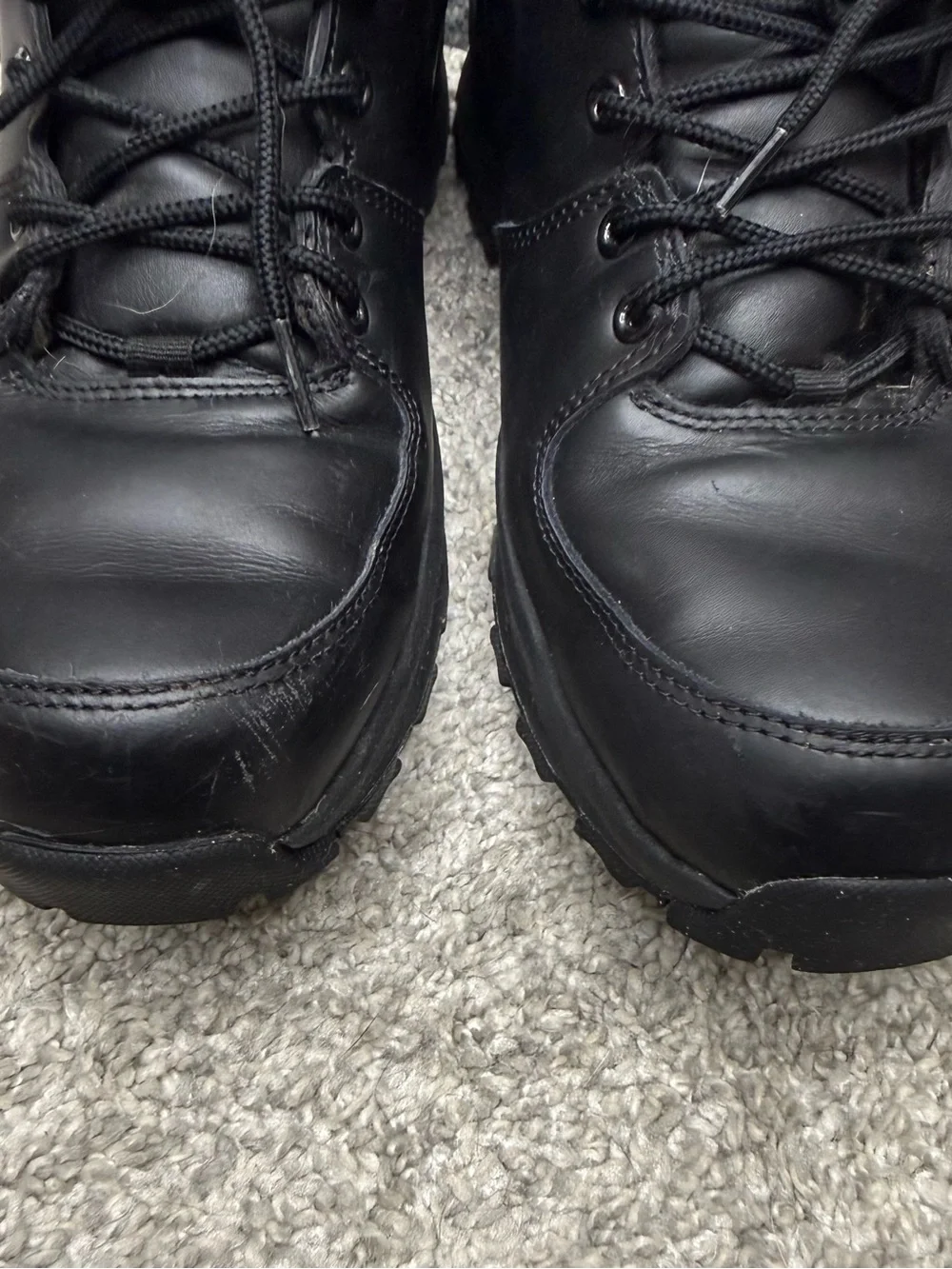 Nike Manoa Leather Triple Black Boots Shoes 454350-003 Men's size 12